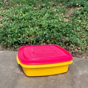 Colorful vintage Guatesplast food container